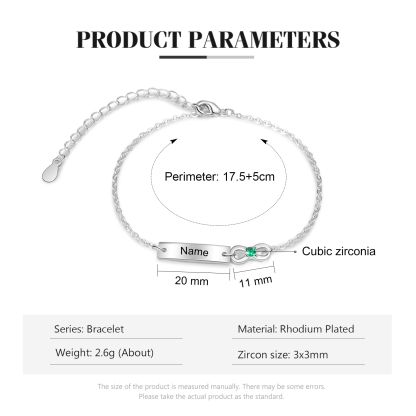 Bracelet infini 1 Prénom Personnalisé avec 1 Pierre de Naissance
