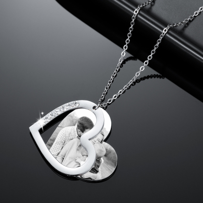 Collier Coeur Photo et Texte Personnalisé Pendentif pour Femme｜Jessemade