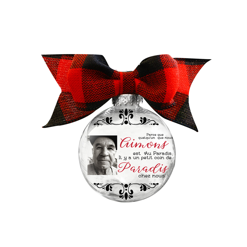 Boule transparente de plumes Ornements Photo Personnalisé boule de noël | Jessemade