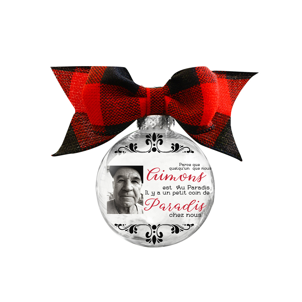 Boule transparente de plumes Ornements Photo Personnalisé boule de noël | Jessemade