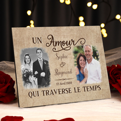Cadre en bois de Saint-Valentin 2 Prénoms personnalisé avec 2 photos | Jessemade