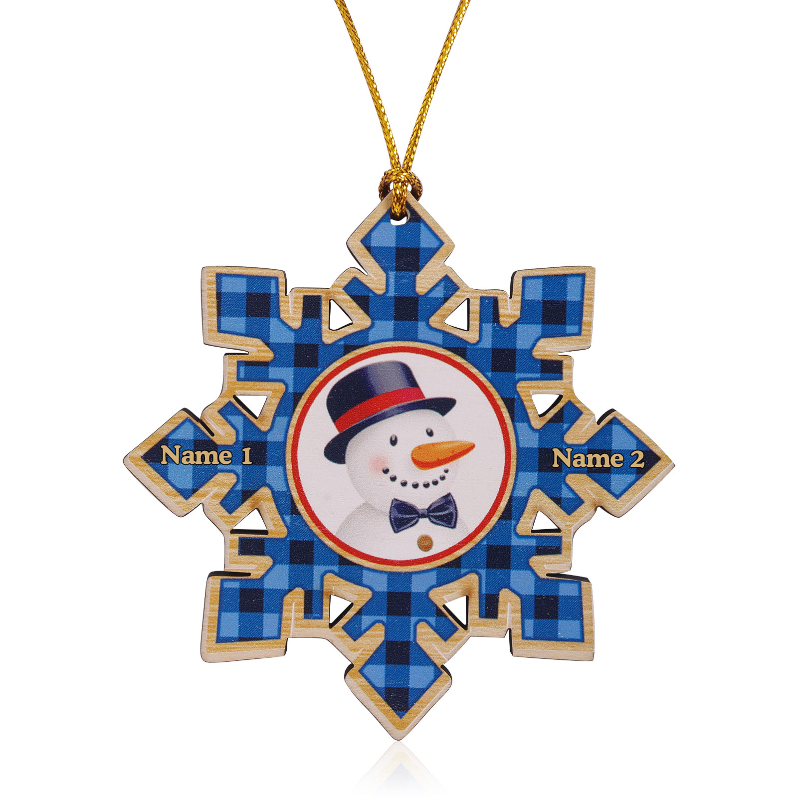 2-6 Noms Décoration Sapin Noël Personnalisés Décoration Flocon Bleu en Bois | Jessemade