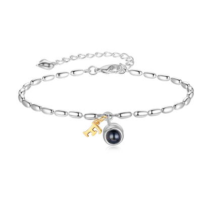 Bracelet Projection de Pierres Bracelet Initiale 1 Photo Personnalisée avec 26 Lettres｜Jessemade