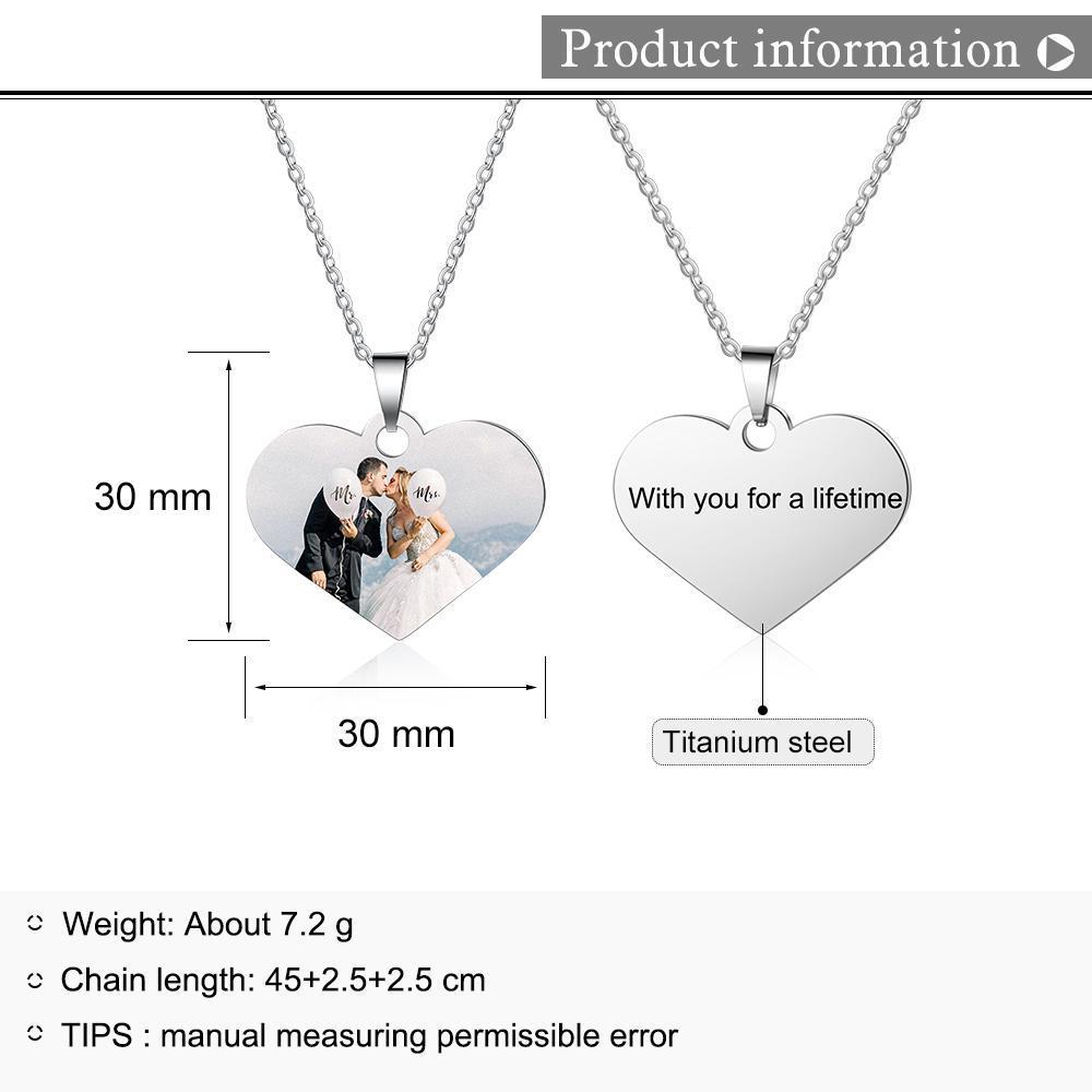 Collier Coeur Photo Personnalisé pour Couple