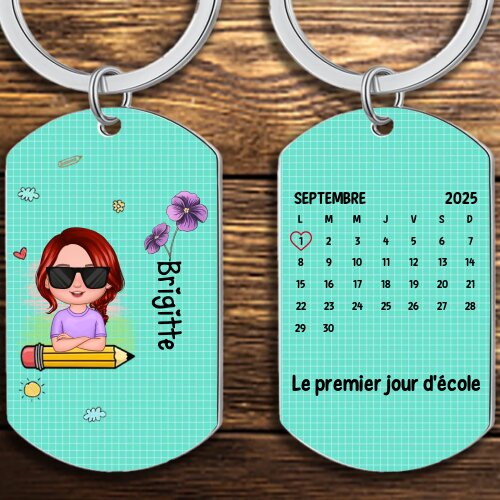Porte-Clés Personnalisé avec 1 Prénom, 1 Date et Fleur de Naissance pour Enfant | Cadeaux Rentrée Scolaire  | Jessemade