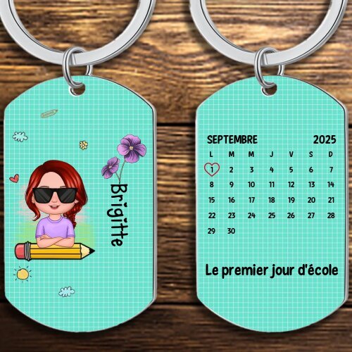 Porte-Clés Personnalisé avec 1 Prénom, 1 Date et Fleur de Naissance pour Enfant | Cadeaux Rentrée Scolaire  | Jessemade