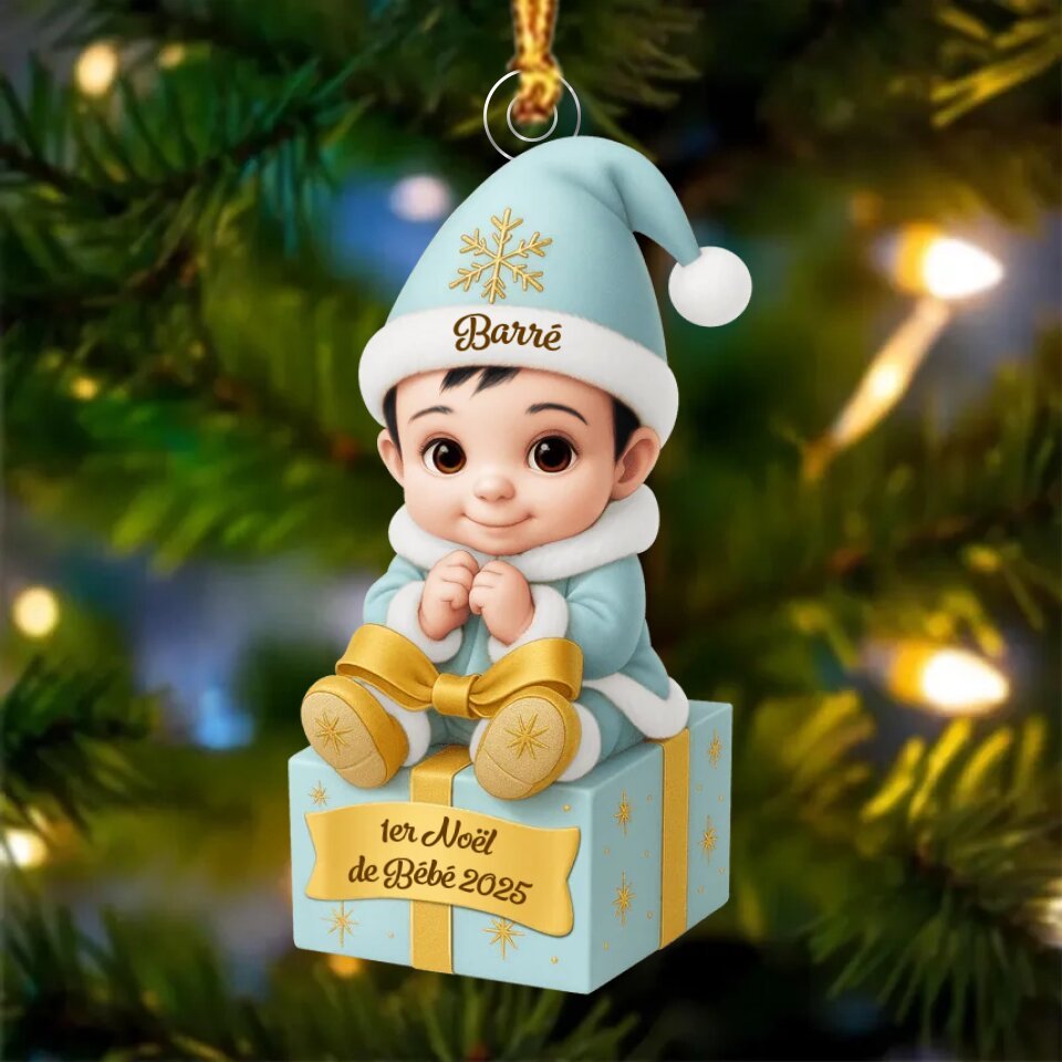 Décoration Sapin Noël Personnalisée – Bébé sur Cadeau pour 1er Noël