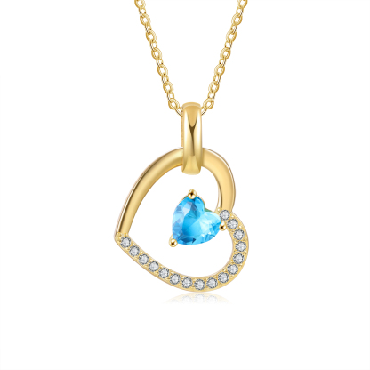 Collier Coeur Pendentif 1 Prénom Personnalisé avec Pierre de naissance｜Jessemade