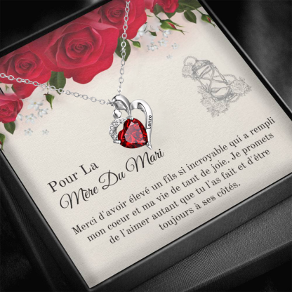 Pour La Mère du  Mari-Collier coeur 1 Prénoms Personnalisés avec pierre de naissance
