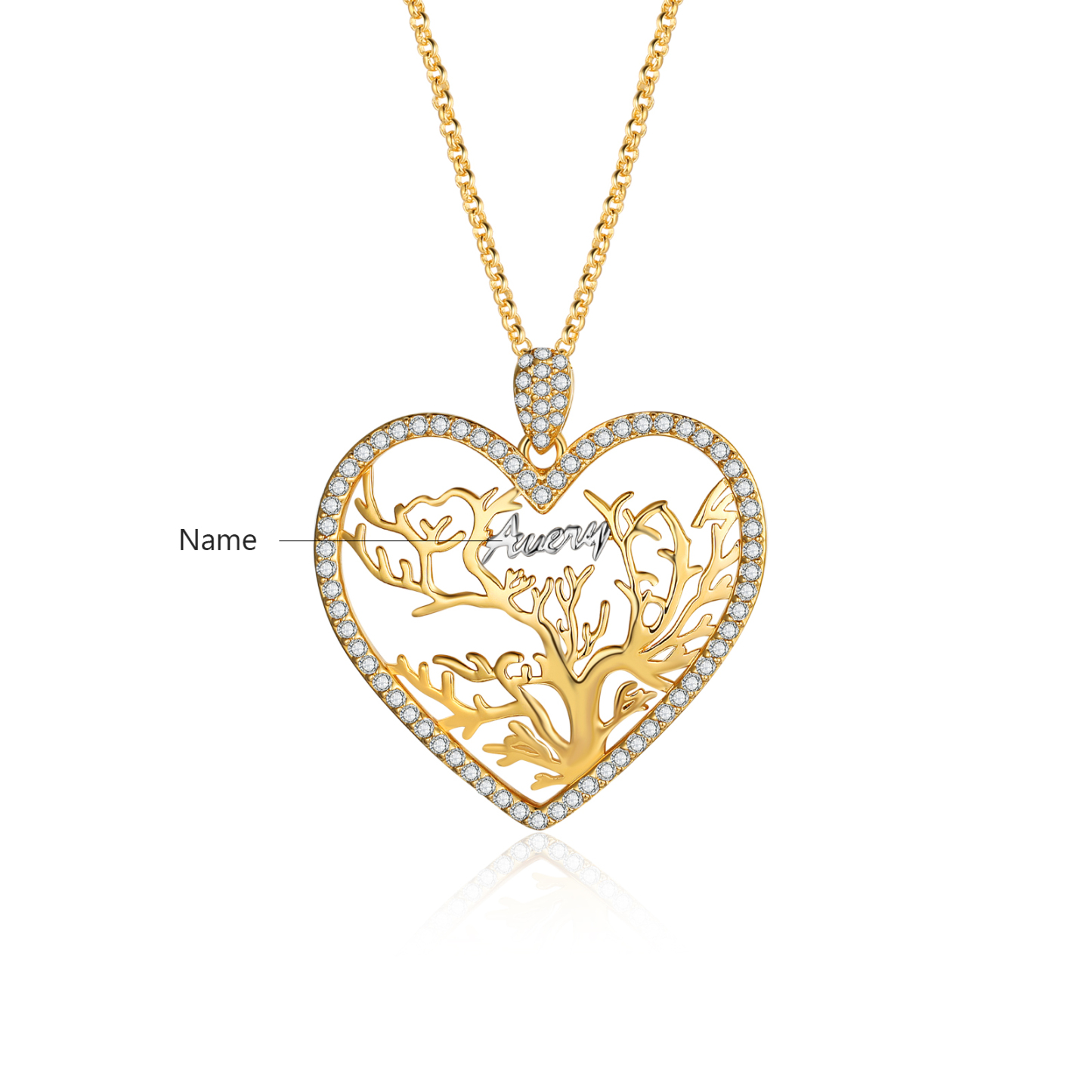 Collier Pendentif Arbre de vie Arbre généalogique 1 prénom