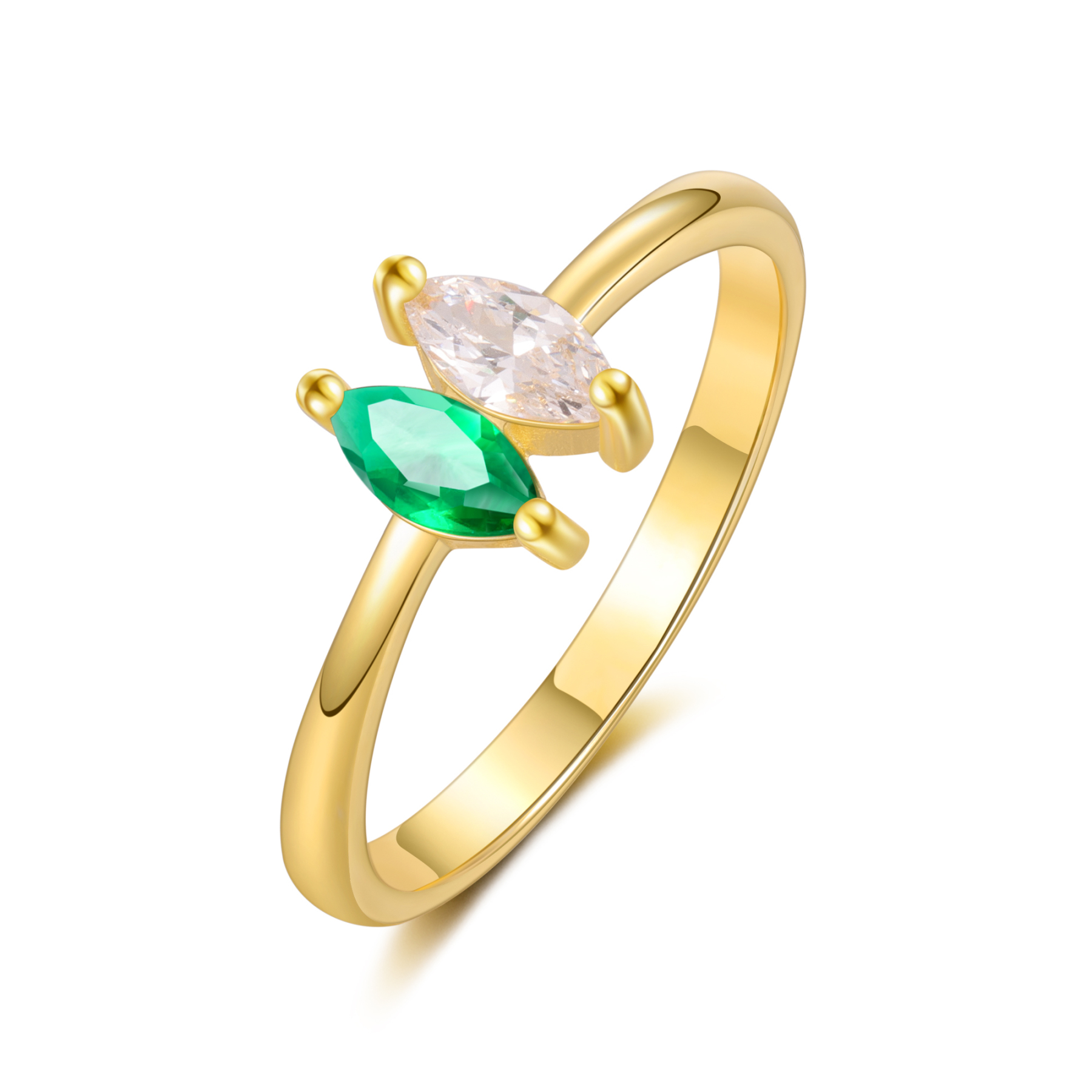 Bague Femmes 2 Pierres de Naissance Personnalisés
