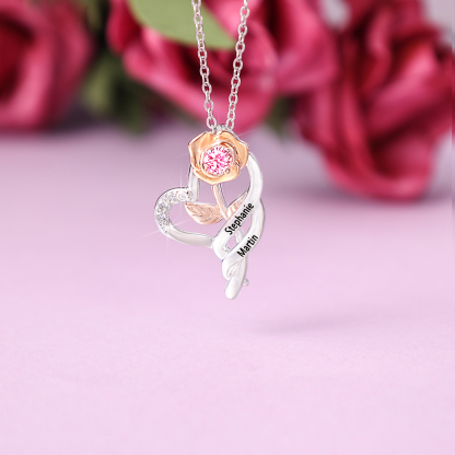 À ma précieuse Maman-Collier rose 1 Prénom Personnalisé avec pierre de naissance