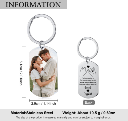 Porte-Clés Couple 2 Prénoms et Photo Personnalisés Promesse du petit doigt | Jessemade