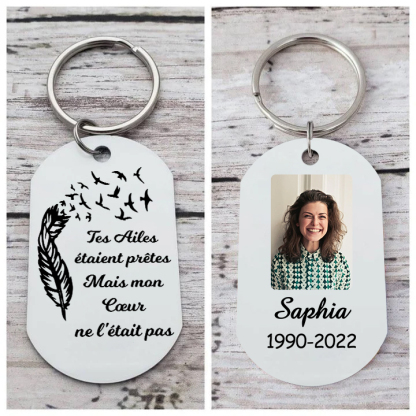 Porte-Clés Commémoratif 1 Prénom et Photo Personnalisés avec Date | Jessemade