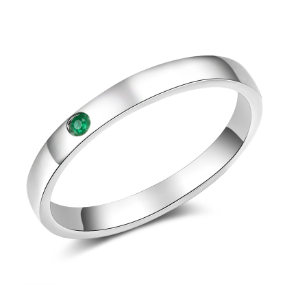 Bague Prénom Personnalisé avec 1 Pierre de Naissance