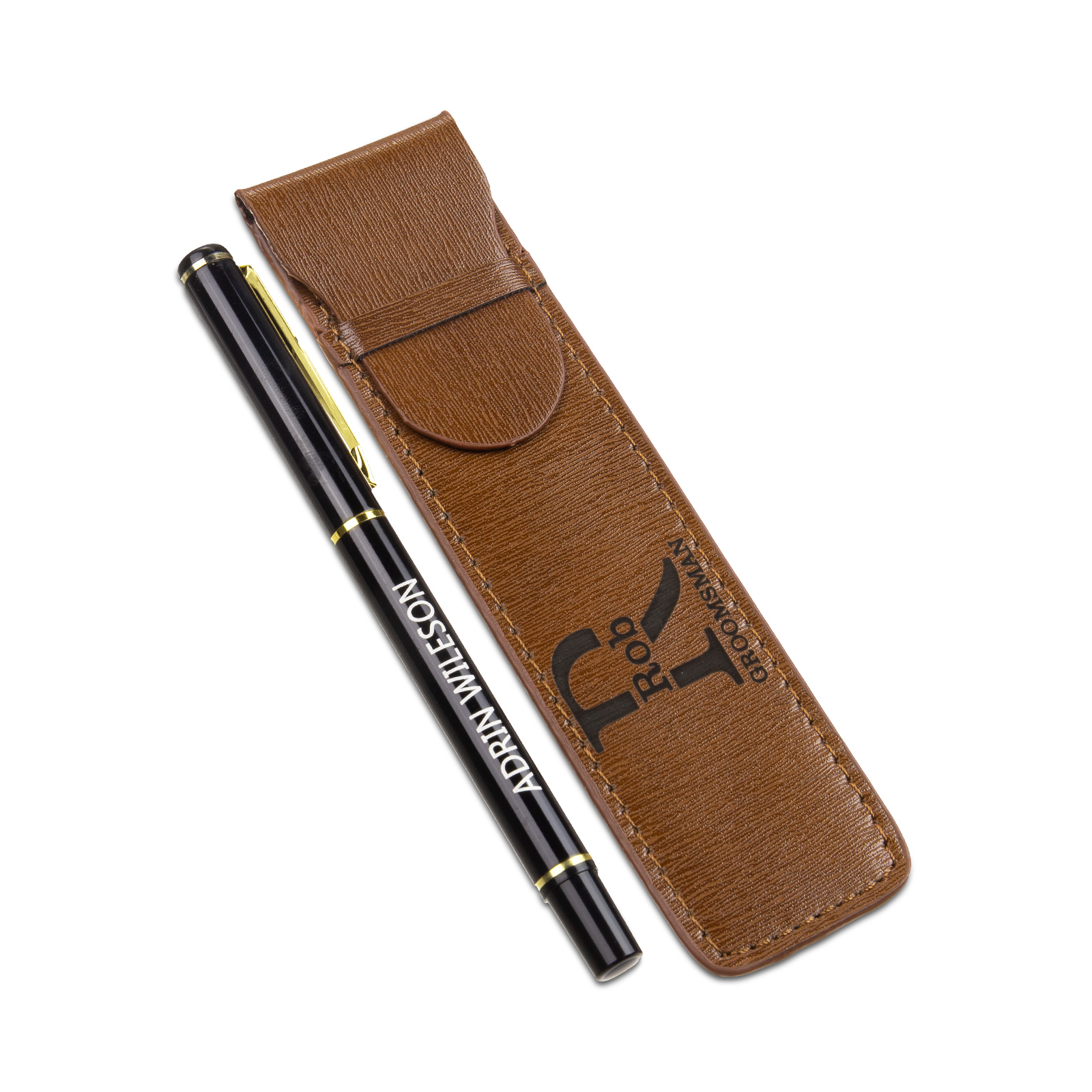 Porte-Stylo en Cuir PU Prénom Personnalisé avec un stylo