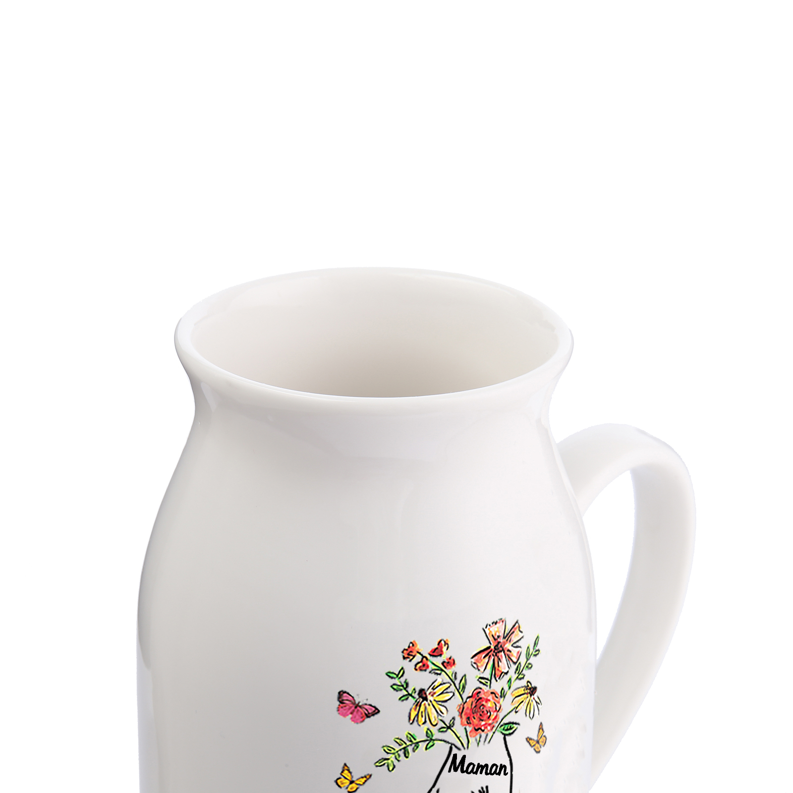 Vase à Fleurs la Main dans la Main 2 Prénoms Personnalisés avec Texte Décoration de la Maison