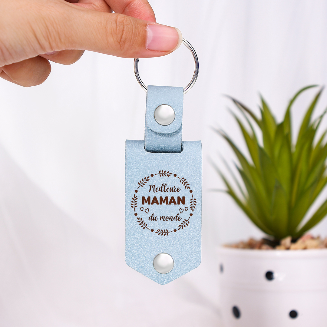 À ma Maman - Porte-Clés Cuir Texte et Photo Personnalisés
