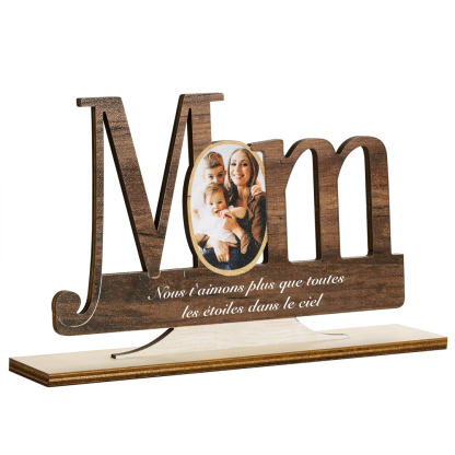 Décoration en bois 1 Texte et 1 Photo Personnalisés Ornement pour Maman