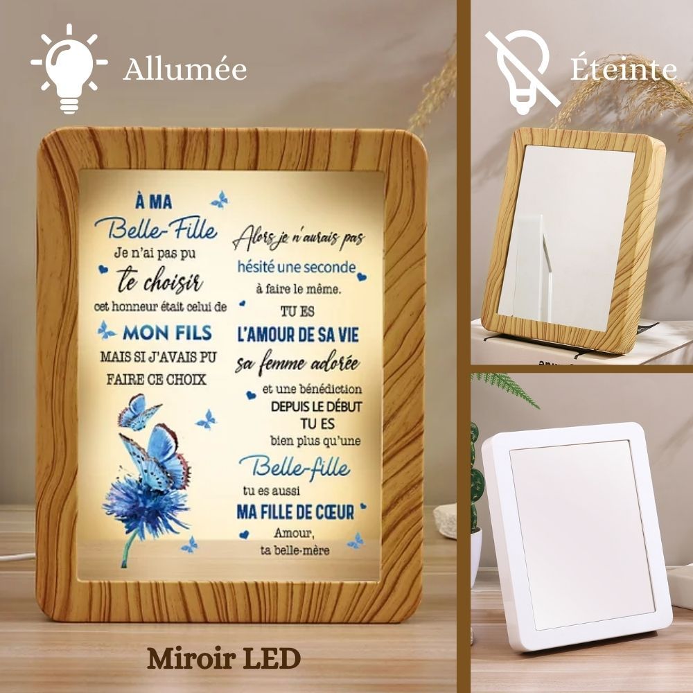À ma Belle-Fille - Cadre Photo/Miroir LED multifonctionnel