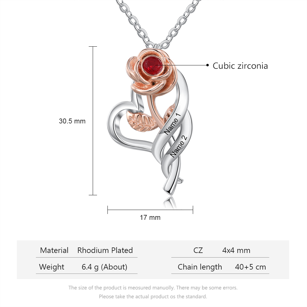 A ma precieuse maman - Collier 2 Prénom Personnalisé cœur rose