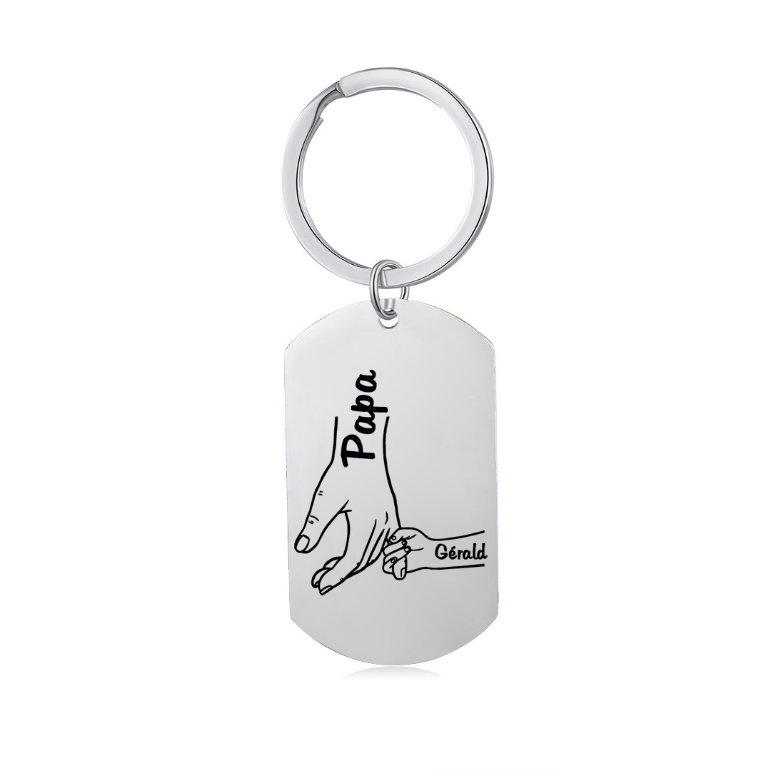 À mon Papa - Porte-Clés la main dans la main 1 Prénom Personnalisé