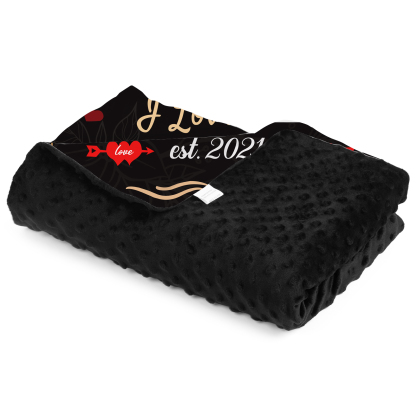 Couverture plaids polaire amour 2 Prénoms Personnalisé avec date et photo et 2 lettres et années | Jessemade