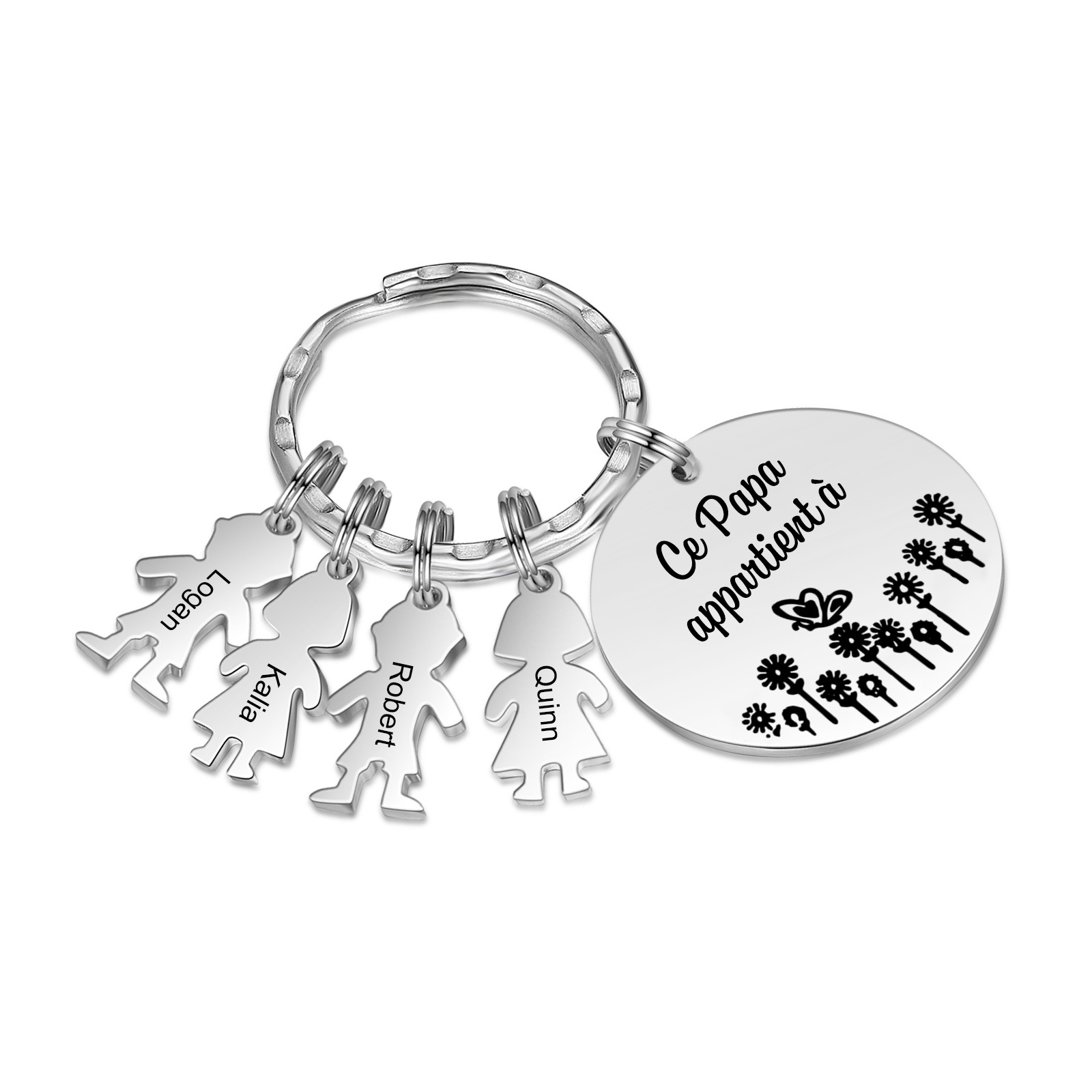 À Mon Papa - 1-5 Noms Porte-Clés Personnalisés Avec Breloques Enfants