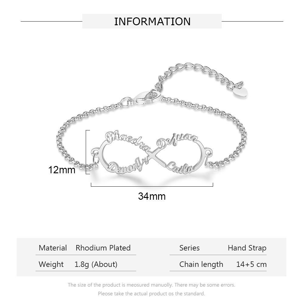 Bracelet Prénom Personnalisé infini 4 prenoms pour enfant