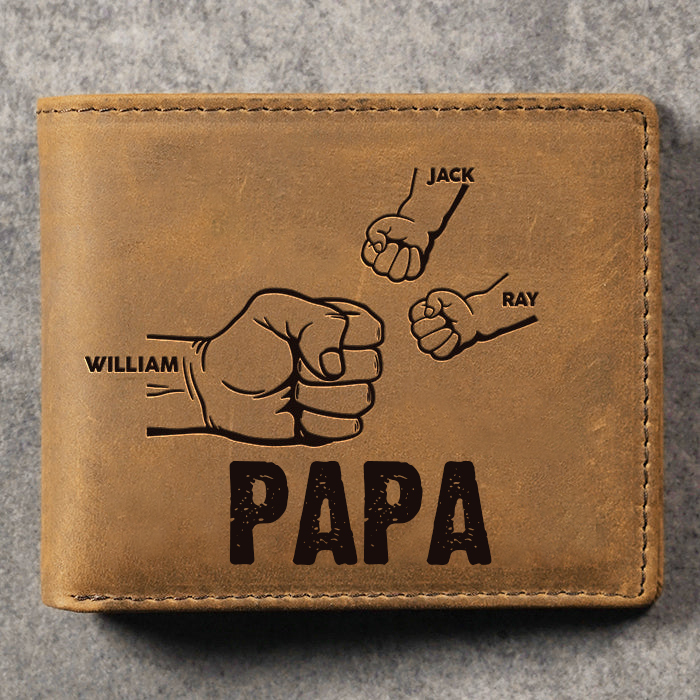 Jessemade FR À Papa-Portefeuille Poings 3 Prénoms Personnalisé Classique Homme
