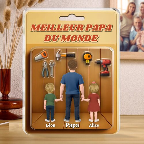 Plaque Acrylique Personnalisée Fête des Pères – « Meilleur Papa du Monde » – Cadeau avec 1-5 Prénoms des Enfants | Jessemade