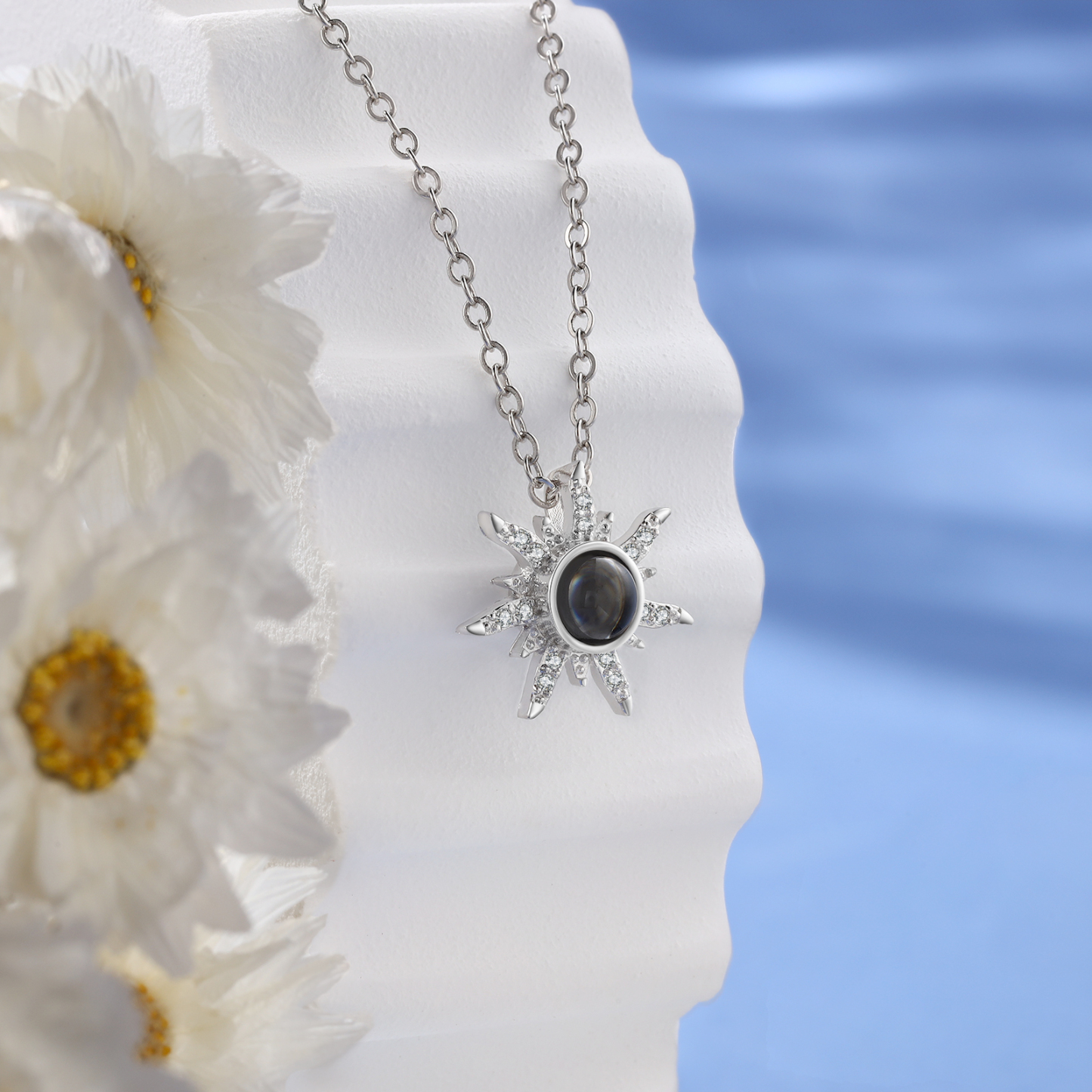 Collier Flocon de Neige Projection de Pierres 1 Photo Personnalisée Collier pour Femmes | Jessemade