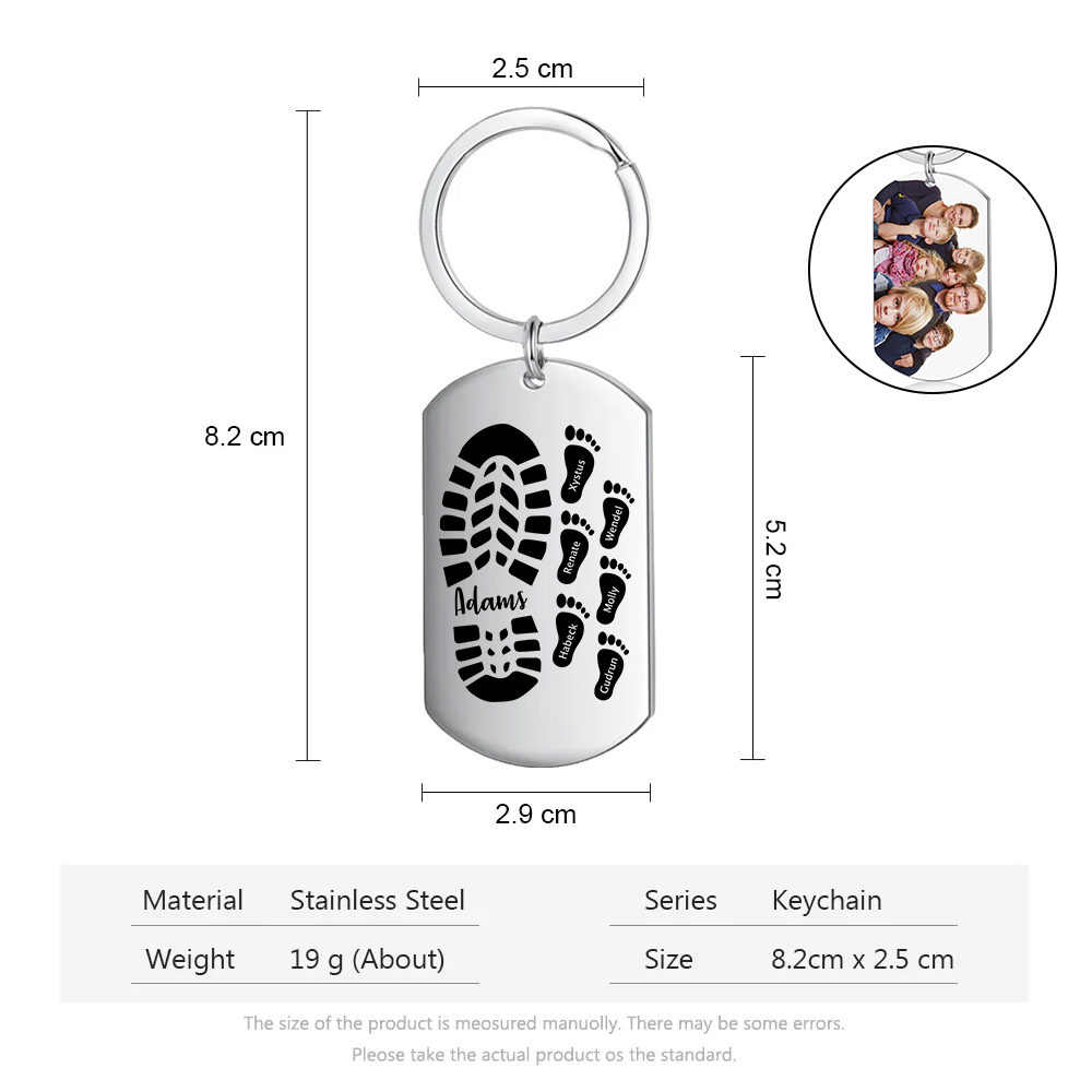 À Papa/Papi - Porte-Clés Pieds Bébé 7 Prénoms Personnalisés avec Photo pour Famille