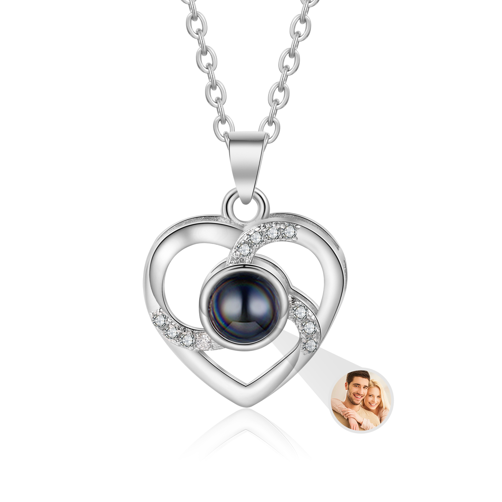 Collier Cœur Projection de Pierres 1 Photo Personnalisée Collier pour Femmes | Jessemade