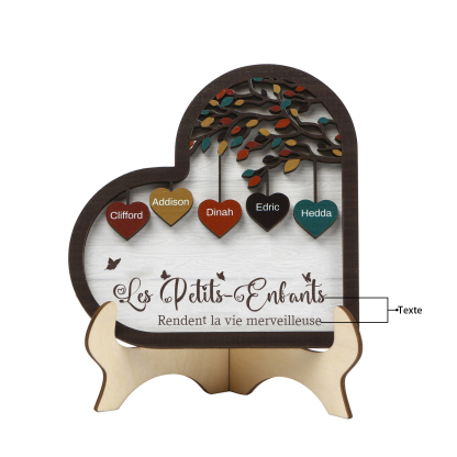 À Mamie Décoration en bois l'arbre des cœurs 5 Prénoms Personnalisés Ornement Famille Cadeau pour mamie | Jessemade