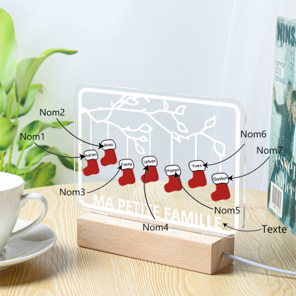 2-8 Noms Lampe de chevet Noël Chaussettes LED Lumières personnalisé avec Texte | Jessemade