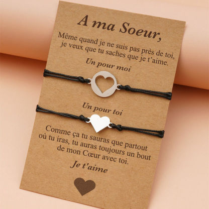 À Ma Sœur-Bracelet Coeur｜Jessemade