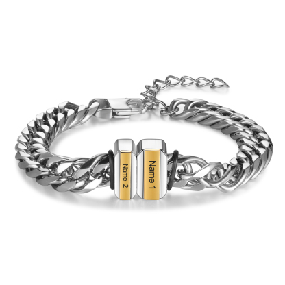 Bracelet Gourmette en Acier inoxydable 2 Prénoms Personnalisé
