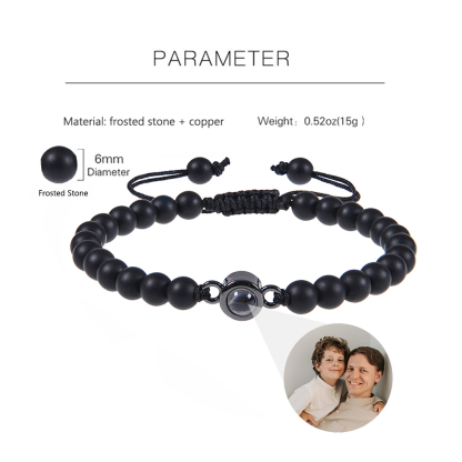 Bracelet Personnalisé Bracelet Photo Projection en Noir Mat/Turquoise Blanc pour Homme｜ Jessemade