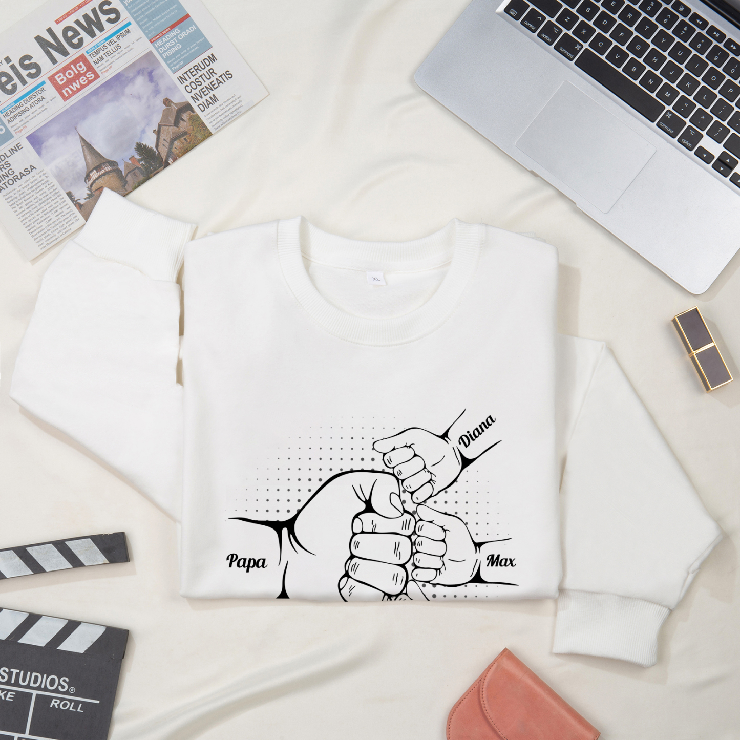 Sweat-Shirt Poings 4 Prénoms Personnalisés