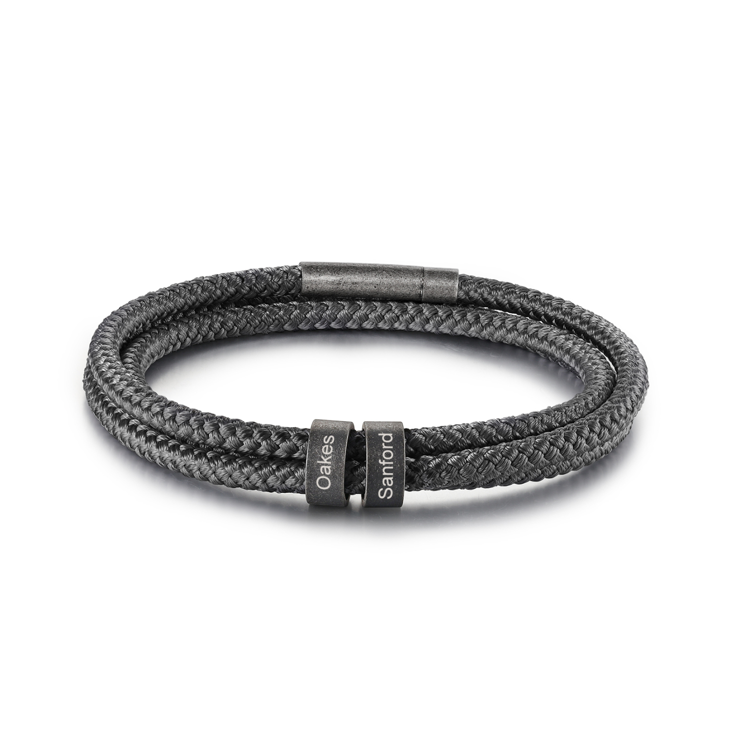 2-4 Noms Bracelet Vintage Personnalisés Bracelet Homme en Corde Gris