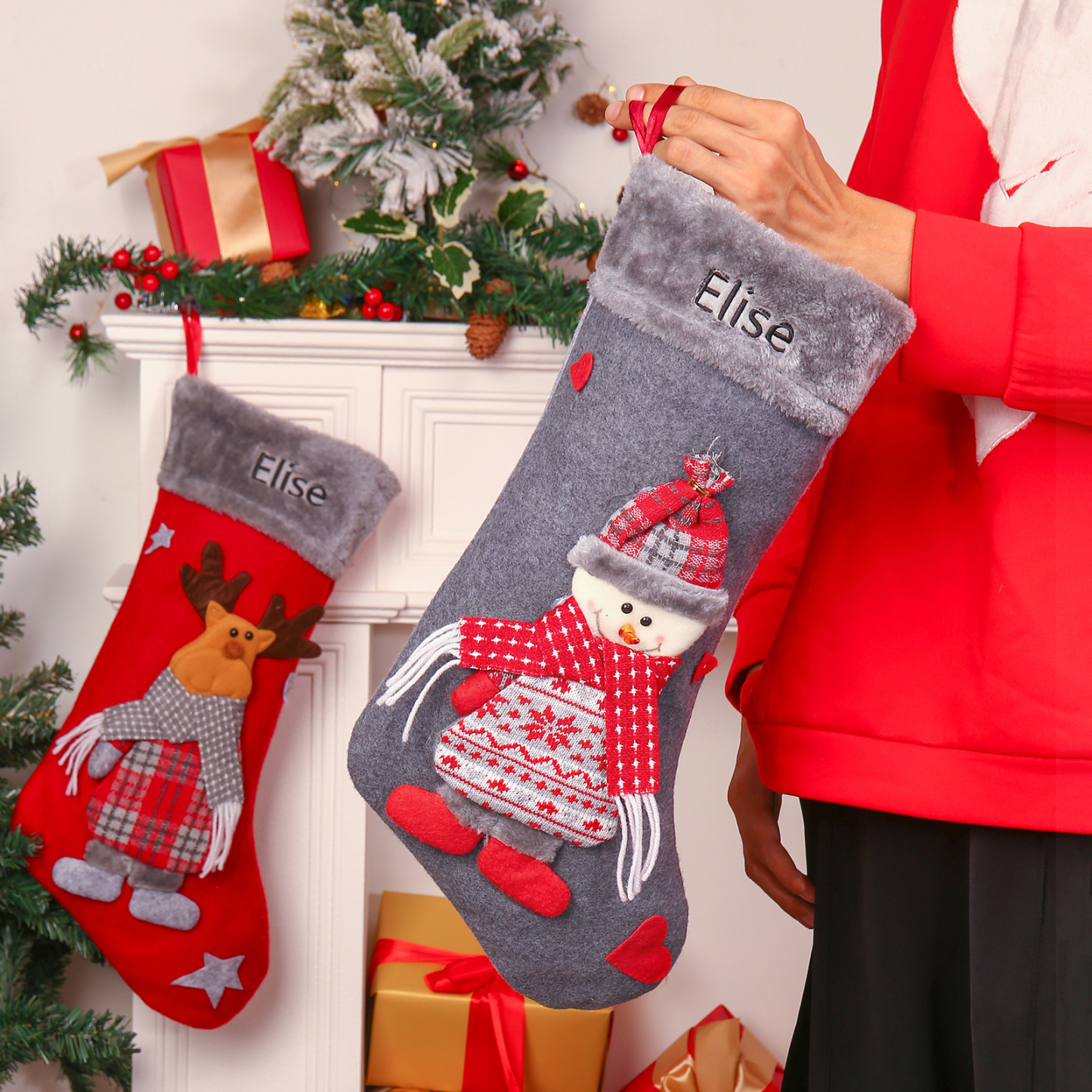 Ornements Chaussette Sac Cabas de Noël 1 Prénom Personnalisé