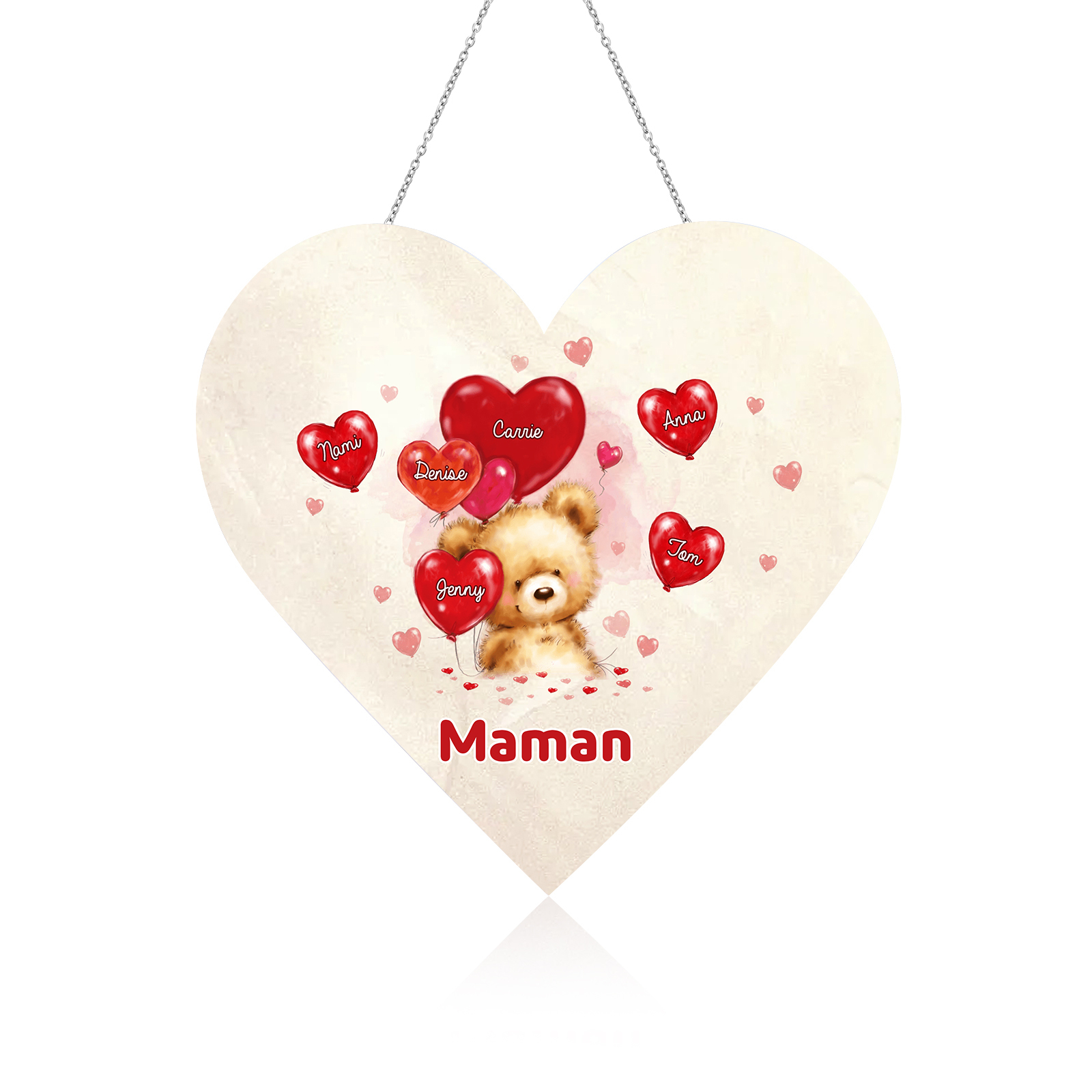 À Maman/Mamie - Veilleuse Cœur Décoration Ours 6 Prénoms Personnalisés avec 1 Texte