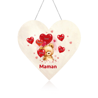 À Maman/Mamie - Veilleuse Cœur Décoration Ours 6 Prénoms Personnalisés avec 1 Texte