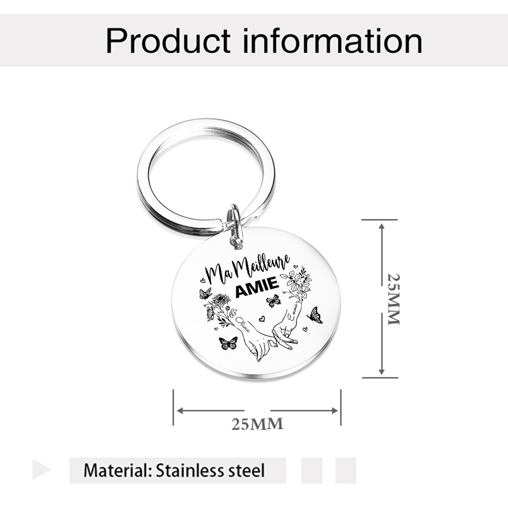 À Ma Meilleure Amie - Porte-Clés avec 2 Prénoms Personnalisés Porte-Clés Promesse du petit doigt