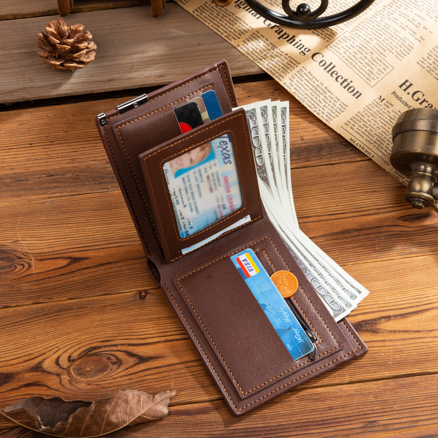 Portefeuille Photo Personnalisé avec texte Classique Homme Porte
