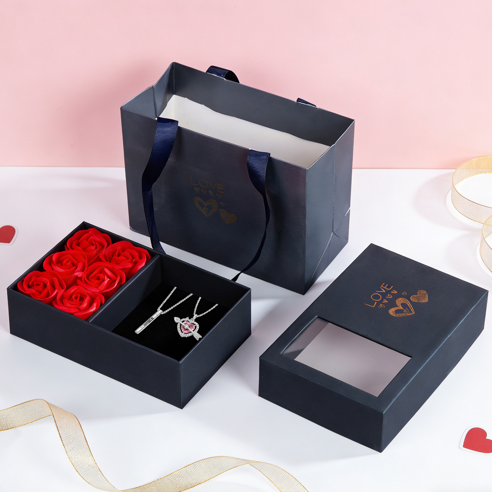 Collier Couple Cœur Magnétique personnalisé avec Noms ou Lettres