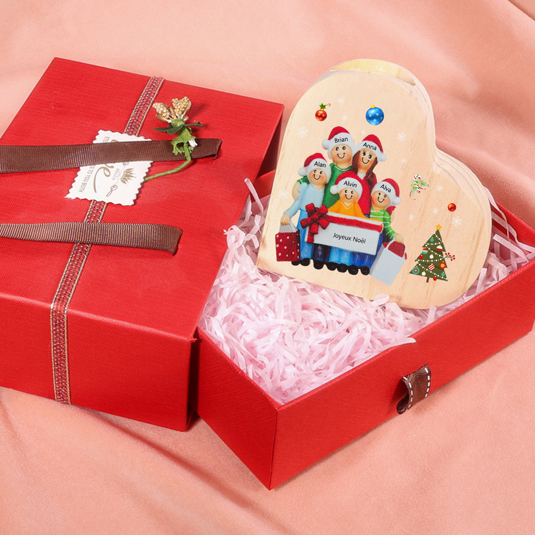 Bougeoir en Bois de Noël Poupée 5 Prénoms Personnalisés sans bougie