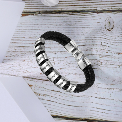 1-8 Noms Bracelet Cuir tressé Personnalisé Bracelet Homme