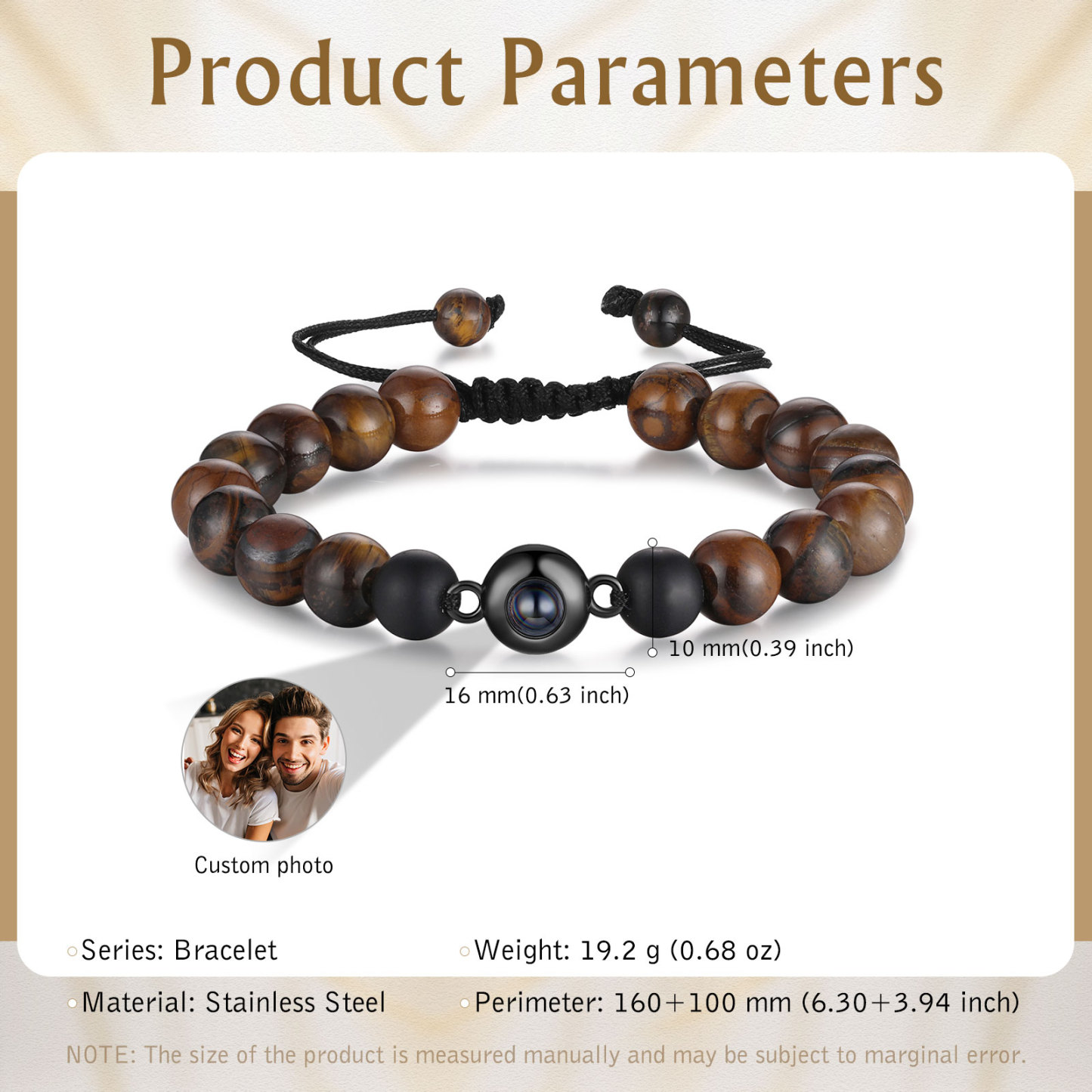 Bracelet Photo Projection de Pierres 1 Photo Personnalisée|Jessemade